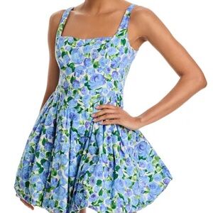 Aqua Blue Floral Mini Dress